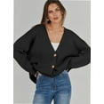 thumbnail image 4 of Women's Long Sleeve V-Neck Button Down Cardigan Chunky Oversized Knit Open Front Trendy Sweater Outerwear, 4 of 4