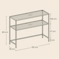 thumbnail image 5 of LEDREM Modern Glam Console Table with 2 Tempered Glass Shelves, Steel Frame, Adjustable Feet, for Living Room, Hallway, Entryway, Black, 5 of 5
