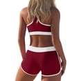 thumbnail image 4 of 2pcs Women Solid & Colorblock Bikini Set, Swimsuits and Swimming Trunk, Summer Beach Red M, 4 of 5