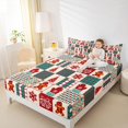 thumbnail image 4 of Homewish Christmas Snowflake Full Size Sheets,Patchwork Geometric Checkered Bed Sheets,Red Green Beige Sheet Sets For Girl Kids,Luxury Bedroom Decor,4 Pieces, 4 of 7