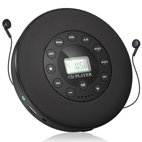 SDOTXA Portable Multi-Functional CD Player - Rechargeable Play Speed Adjustment A-B Repeat USB AUX Output Stereo Speaker
