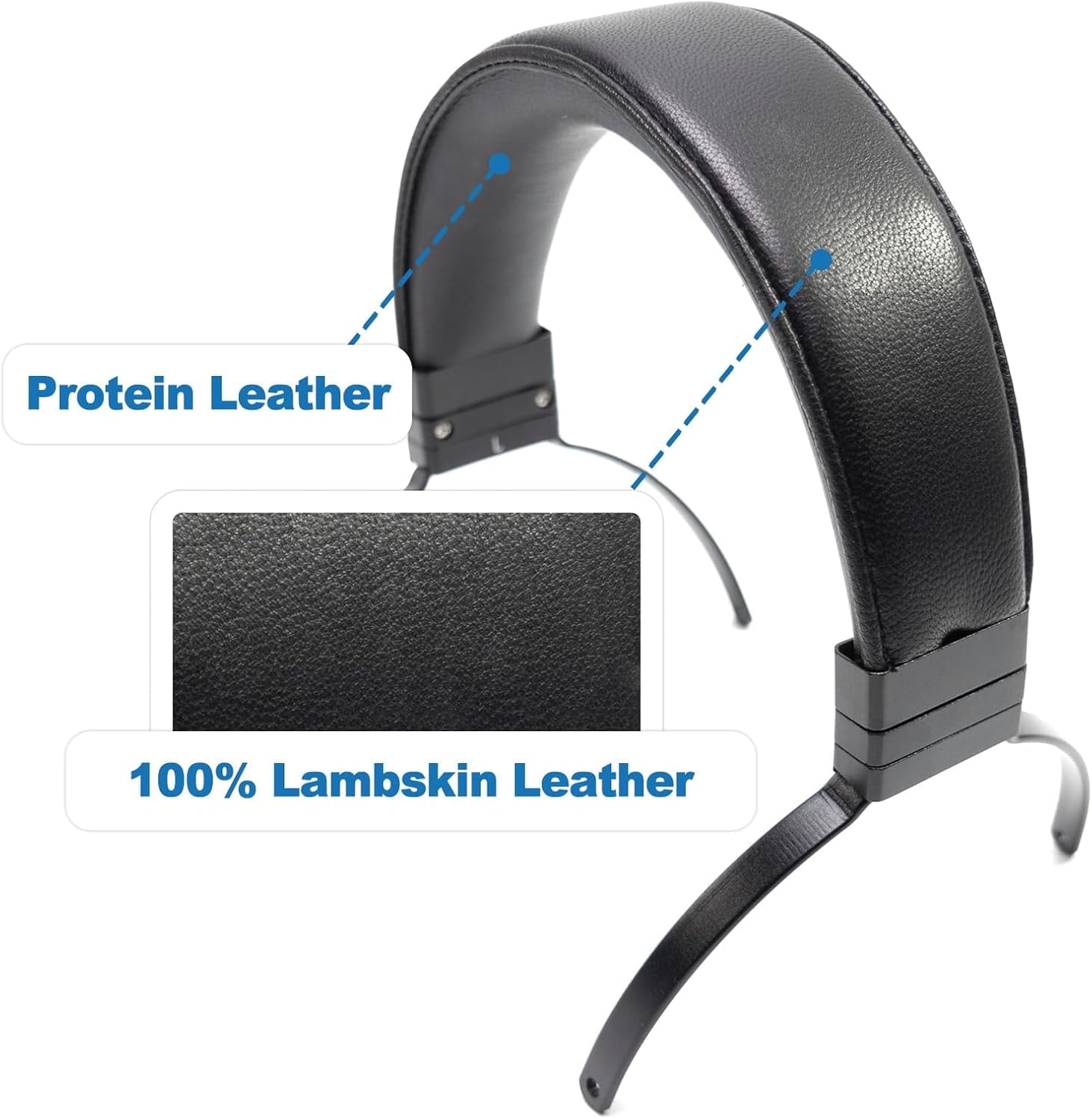 Genuine Leather Full Metal Headband Compatible with Sennheiser HD650,HD660 S,HD600,HD6XX,HD58X,HD580,HD565,HD545,HD535 Headphone Replacement Head Beam Band Headset