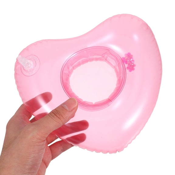 Raindrops 4-Pack Inflatable Heart-Shaped Floating Drink Holders, Rosy PVC Cup Holders for Pool Parties and Swimming Fun