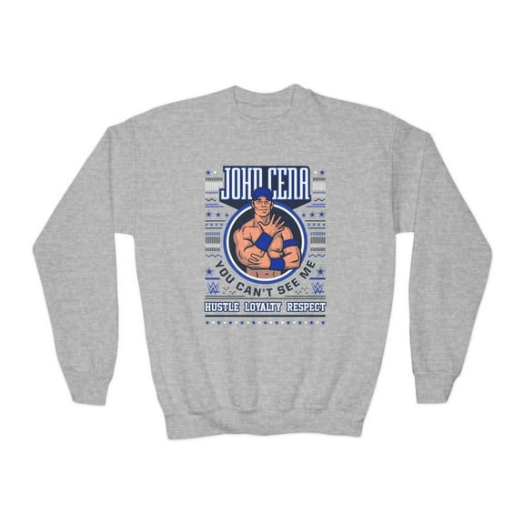 John Cena Grey Ugly Christmas Skull Kids Youth Sweater Sweatshirt