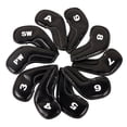thumbnail image 4 of 10 piezas PU Golf Iron Headcovers Set Golf Club Headcover 3-9, P, a, S Etiqueta de número Protector de protección de envoltura impermeable para cuñas, 4 of 8