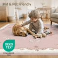 thumbnail image 4 of ODIKA 8'x10' Washable Area Rug Frame Border Dainty Polka Dot Cute Motif Wreath Centerpiece Playful for Living Room, Under Sectional, Family , Durable, Non-Slip, 4 of 7