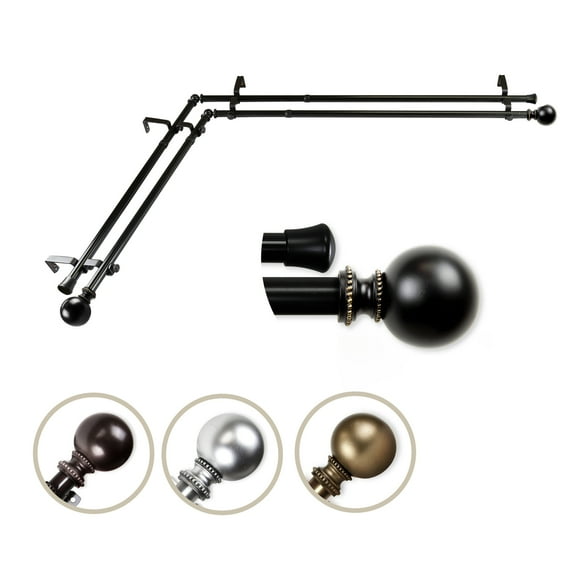 Domovina Elias Double Corner Curtain Rod-Color:Black,Size:28-48"