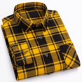 thumbnail image 2 of Camisas De Vestir Para Hombre Manga Larga Camisa de manga larga para hombre Camisa de moda para hombre de talla grande informal a cuadros de lana de algodón (Yellow, XXL-45), 2 of 4