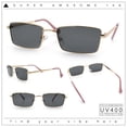 thumbnail image 2 of Minimal Narrow Rectangle Metal Rim Dad Fashion Sunglasses Gold Pink - Black, 2 of 8