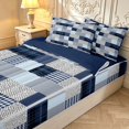 thumbnail image 3 of Manfei Vintage Grid Zipper Twin Comforter Sets with Fitted Sheet and 2 Pillowcases,Modern Check Zipper Bedding Set,Blue White Gray,Navy Blue Reversible,4pcs, 3 of 8