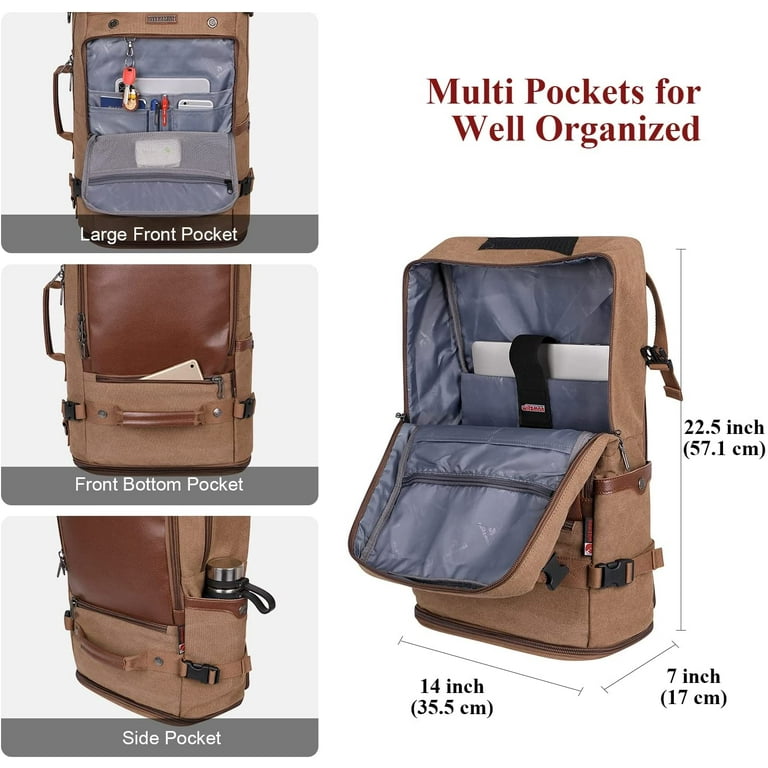 WITZMAN Large Travel Backpack for Men Canvas Rucksack Carry on