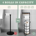 thumbnail image 5 of Inspired Living Toilet Paper Holder Stand with Bamboo Shelf Bathroom Decor, Black, 5 of 8