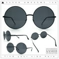 thumbnail image 2 of Iconic Hippie Oversized Round Circle Lens Boho Metal Rim Sunglasses All Black, 2 of 8