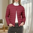 thumbnail image 5 of Miluxas Autumn and Winter Women's Collarless Puffer Jacket Lightweight and Convenient Slim Short Warm Coat Wine M(M), 5 of 7