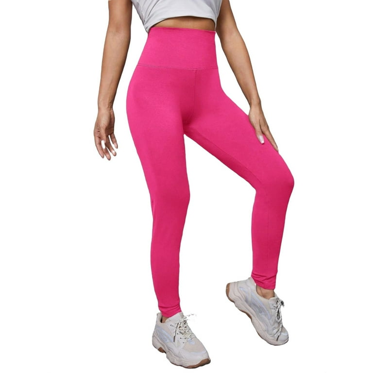 Casual Solid Pants Hot Pink Women Leggings