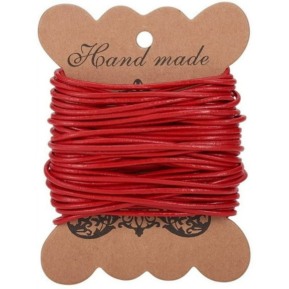 1 Roll 2 mm Cowhide Round Leather Cords for Bracelet Neckacle Beading Jewelry Making 10 Meter 11 Yard Red
