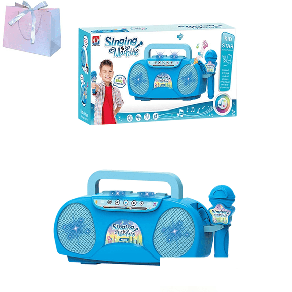 Karaoke Machine for Kids - Kids Microphone with Stand, 2026 New Flashing Stage Lights, Retractable Design, Built-in Music & Colorful Lights with Echo