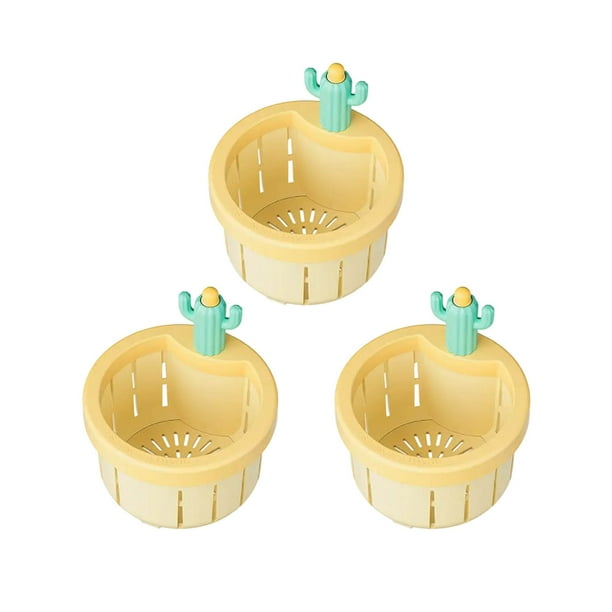 Cactus Shape Kitchen Sink Strainer Basket Automatic Dumping Food Waste Collector Draining Filter Net 3-Piece Set