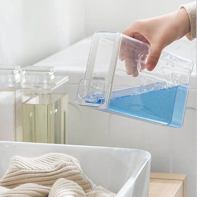 Contenant de 1230 ml avec Couvercle, Anti-Fuite, Réutilisable, pour Shampooing, Liquide, Boîte, Détergent à Lessive, Poudre, Comptoir