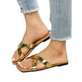 thumbnail image 4 of AXXD Women’S Sandals Gold Flat Summer Beach Mothers Day, 4 of 6