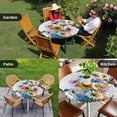 thumbnail image 4 of Hummingbird Round Tablecloth for 45-54 Inch Tables,Fitted Table Cover with Elastic Edge,Spring Farmhouse Oil Painting Sunflowers Waterproof Outdoor Table Cloth Protector for Patio Garden Dinner, 4 of 9