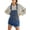 1-Blue, variant on Women's Denim Classic Adjustable Straps Cuffed Hem Bib Overalls Shortalls S-2XL