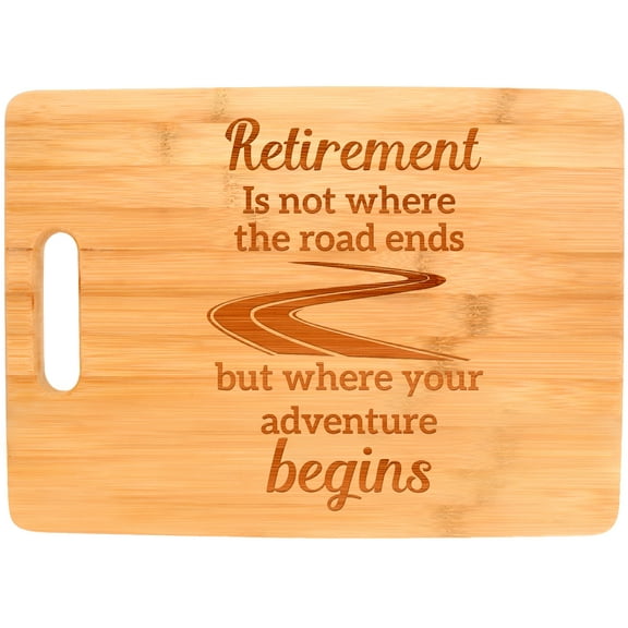 ThisWear Funny Retirement Gifts for Women Retirement is Where Adventure Begins Retirement Gag Gifts for Women Big Rectangle Bamboo Cutting Board