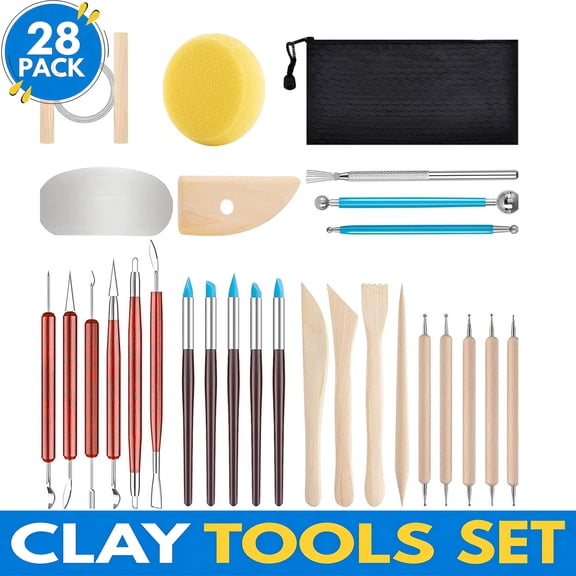 YMWVH28PCS Polymer Clay Tools Kit - Air Dry Ceramics Sculpting Set for Adults, Pottery Craft Carving Dotting Molding Shaping