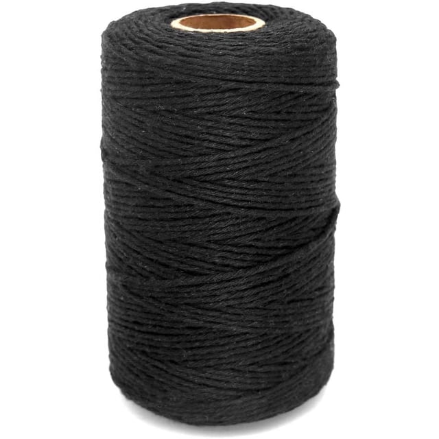 200M/656Feet Cotton String,Black String,Cotton Cord Craft String Baker Twine for DIY Crafts and Gift Wrapping-2mm