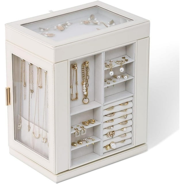 Caja de Joyería Girando 360 °, Caja de Almacenamiento de Joyería de 6 Pisos con tapa transparente, Vertical Grande Exhibición de Joyería para Estante De Pulsera de Pendientes de Collar de Anillo