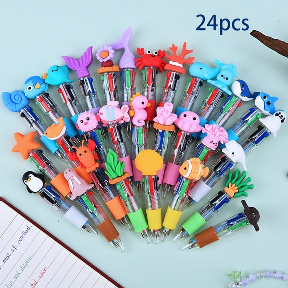 BESTSKY 20 Pack Mini Ocean Animal 4-Color Pens,Bulk Cute Multicolor Ballpoint Pens with 3D under the Sea Animal for Students,Classroom Rewards,Birthday Goodie Bag Fillers(20Pcs)
