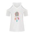 thumbnail image 4 of Blusa de manga corta con estampado de cuello en V informal para mujer a la moda, camiseta de verano con hombros descubiertos Fridja  bn5219, 4 of 8