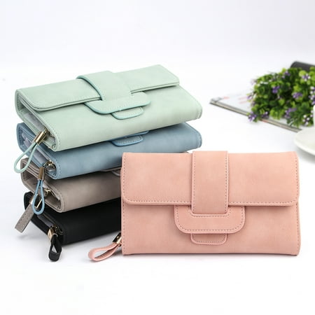Leather Wallets for Women, Soft Matte Leather Long Wallet Card Holder Purse Handbag for Women Shoulder Bags Ladies Girls Gift