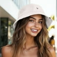 thumbnail image 4 of Dalix Lil Smile Cotton Bucket Hat Lightweight Outdoor Travel Beach Everyday Womens in Parchment White M Medium, 4 of 5