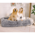 thumbnail image 4 of TIMOREN Human Dog Bed Lazy Sofa, 5-Position Adjustable Floor Chair, Convertible Gaming Chair for Bedroom, Living Room, Plush Floor Lounger, Gray, 4 of 14