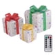 thumbnail image 2 of Juego de 3 cajas navideñas iluminadas con adornos luminosos para decoración de cajas de regalo. Plata, 2 of 9