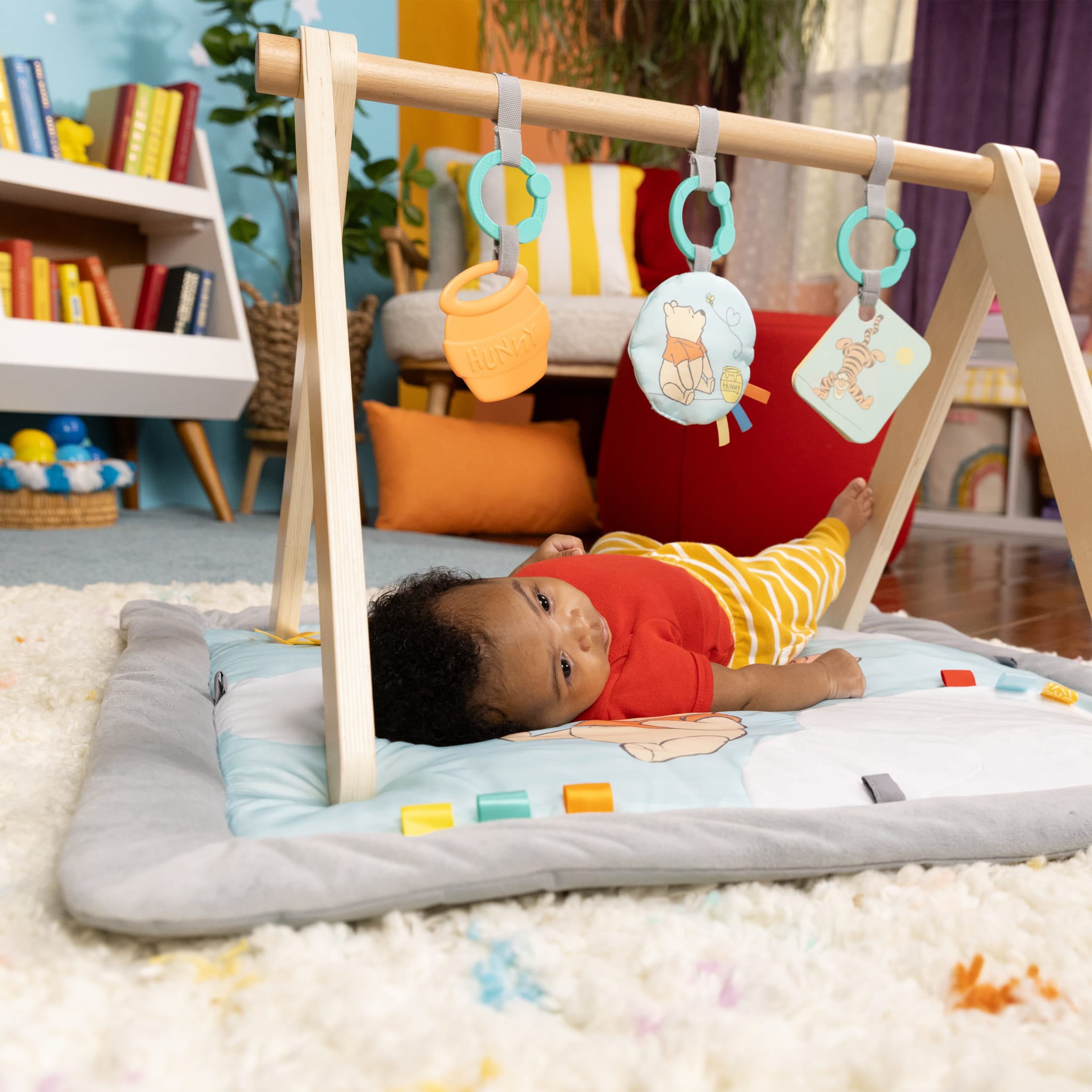 Bright Starts Disney WINNIE THE POOH Once Upon a Tummy Time Activity Gym, Blue, Newborn