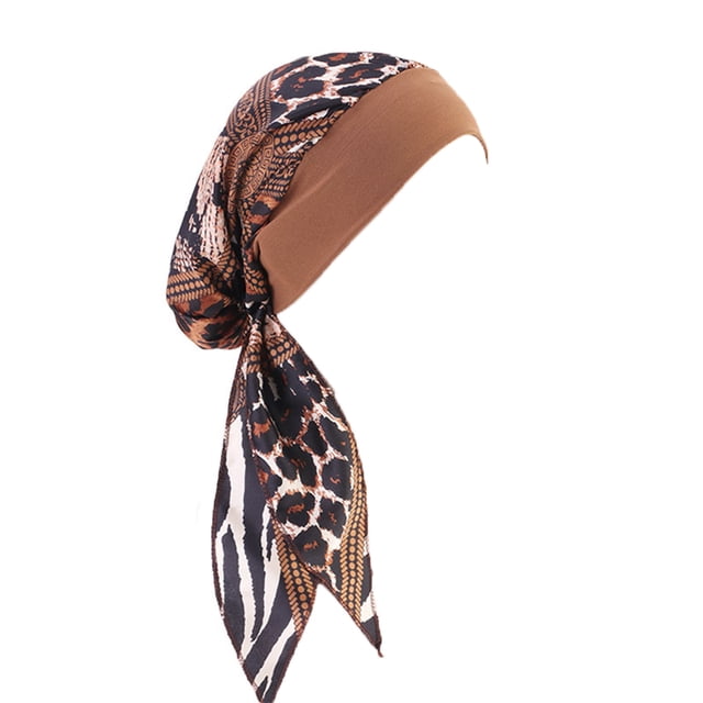 Minnieouse Pañuelo para la cabeza para mujer, a la moda, preatado, práctico, versátil, transpirable, cómodo, accesorio para el cabello Sombreros Grano de leopardo de café Minnieouse AP009762-12