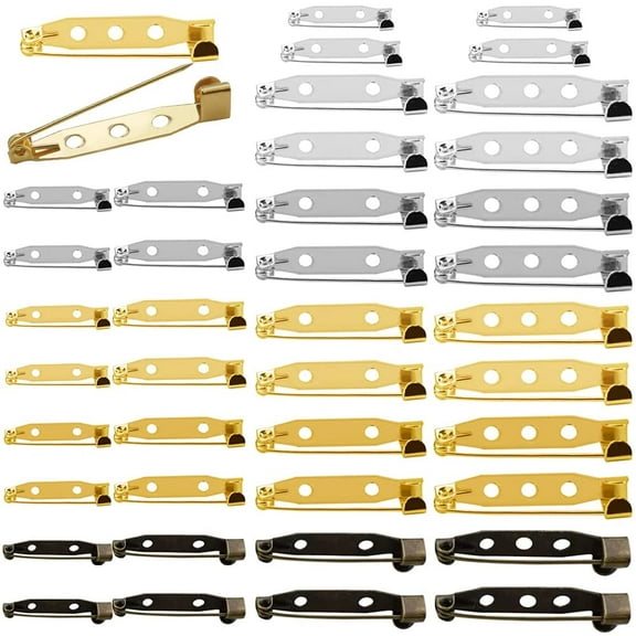 LYTIVAGEN 200 PCS Brooch Pins Metal Safety Pins Brooch Pin Backs Multifunctional Brooch Backs Badge Pins Multi-Size Bar Pin Backs for DIY Crafts Apparel Jewelry (20mm/25mm/30mm/35mm)