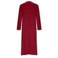 thumbnail image 4 of Wdfiry Fall Dress for Women Solid Color Cotton Linen Pullover V Neck Long Sleeve Dress Casual Loose Long Dresses, 4 of 5