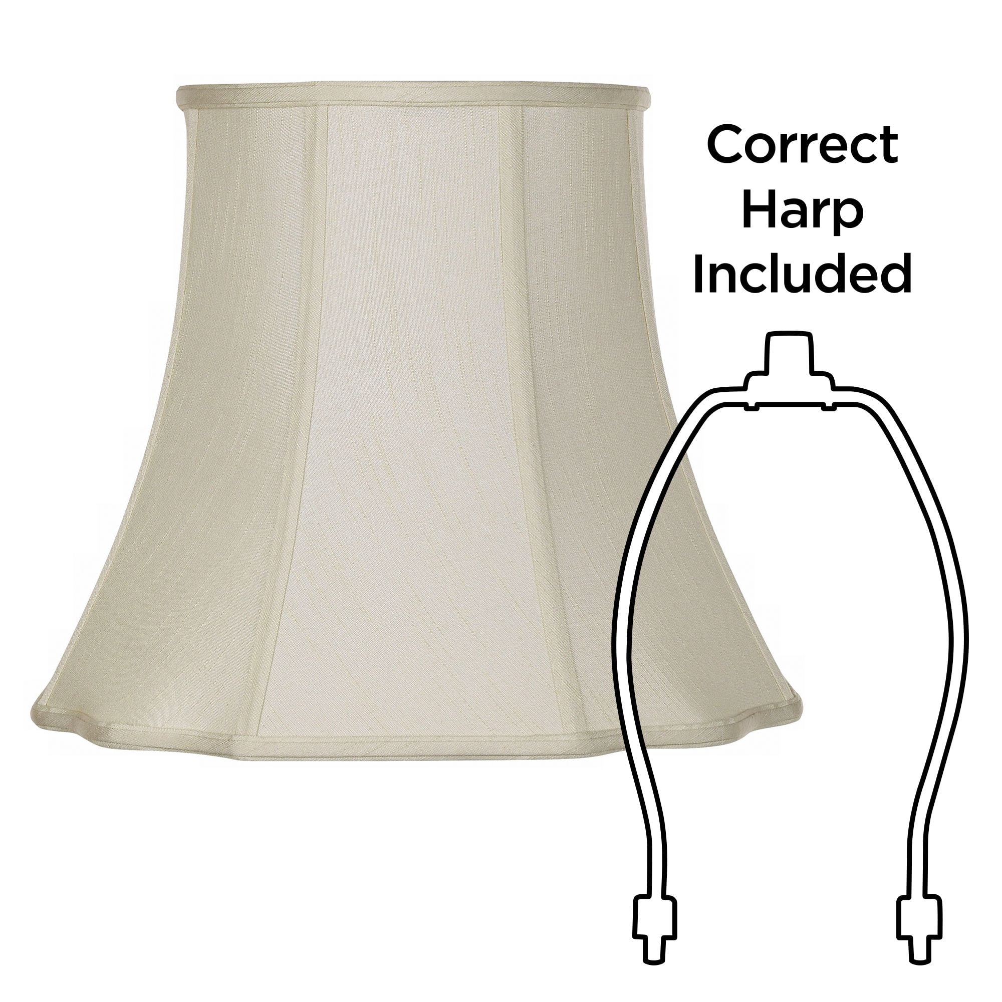 Imperial Shade Set of 2 Creme Medium Cut Corner Lamp Shades 10" Top x 16" Bottom x 14" High (Spider) Replacement with Harp and Finial