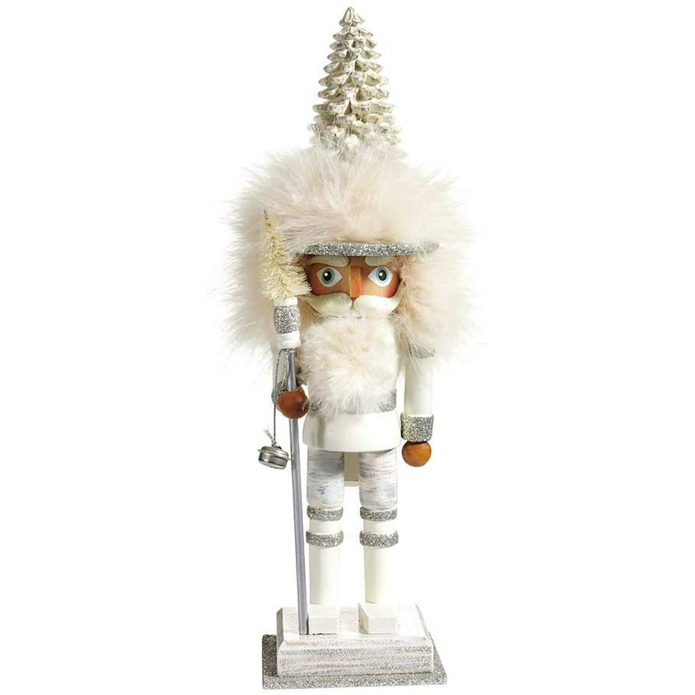 Kurt Adler 11.8Inch Weathered White Nutcracker with Pinecone Hat