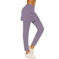 thumbnail image 3 of Loopsun Womens Long Pants, Slim Leggings for Women, Women Fashion Faux Two Piece Lightweight Yoga Leggings Long Pants Purple, XXL, 3 of 5