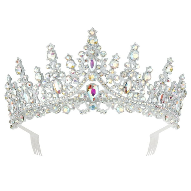 COCIDE Tiara y corona plateadas para mujer, coronas de reina de cristal, tiaras de princesa con diamantes de imitación para niña, novia, accesorios para el cabello para novia, fiesta de cumpleaños, gr
