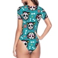 thumbnail image 4 of The Xecao Skull Cat Women's Crew Neck Body Suit, a short-sleeved bodysuit and basic swimsuit, both comfort and style for dating and daily life, 4 of 9