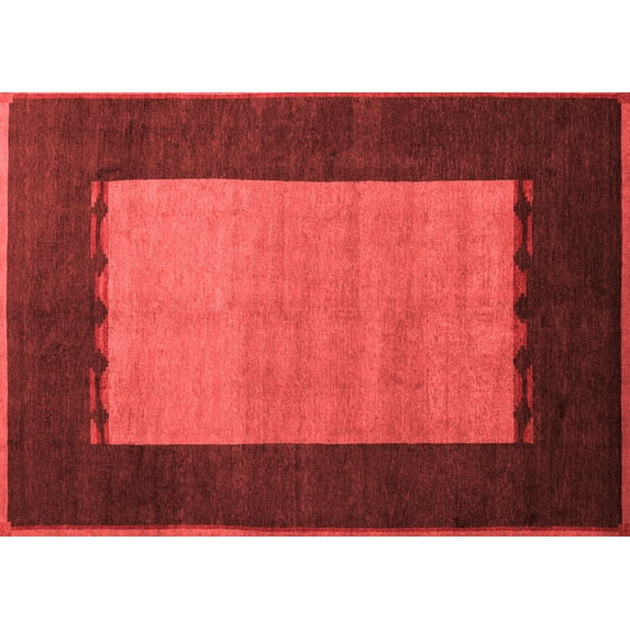 Ahgly Company Indoor Rectangle Abstract Red Modern Area Rugs, 4' x 6'