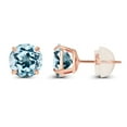 thumbnail image 2 of Decadence Genuine 14K Solid Rose Gold 6mm Round Natural Sky Blue Topaz December Birthstone Stud Earrings, 2 of 5