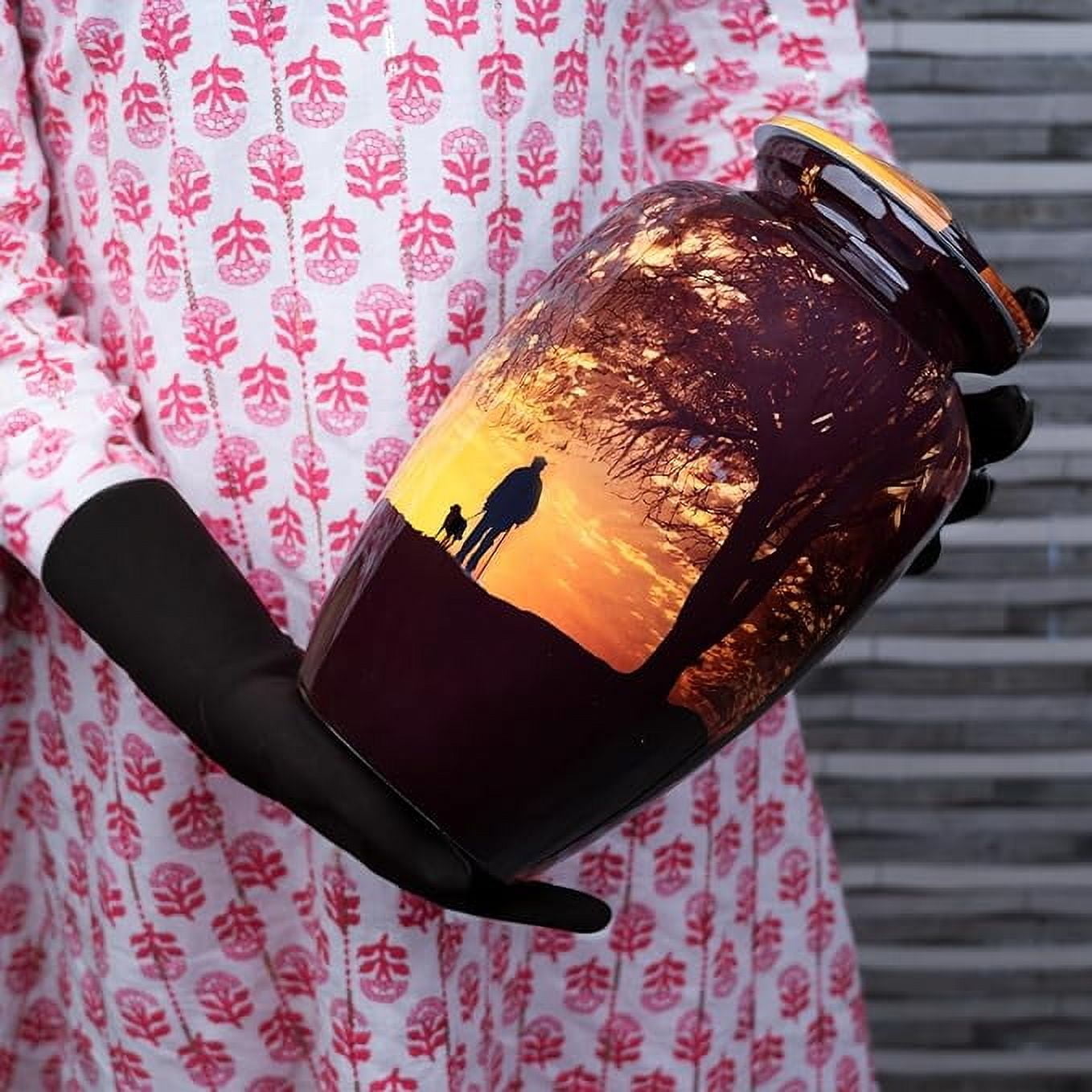 Sunset Cremation Urns for Human Ashes Adult Male - 200 Lbs Brown Decorative Urns for Men, Dad, Human Ashes | Large Burial Urn with Velvet Bag and Felted Bottom by Stonlif
