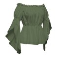 thumbnail image 5 of LEKWK Renaissance Top Women Off Shoulder Ruffled Top with Flared Bell Sleeves Classic Pirate Shirt Medieval Halloween Cosplay Costume, 5 of 9