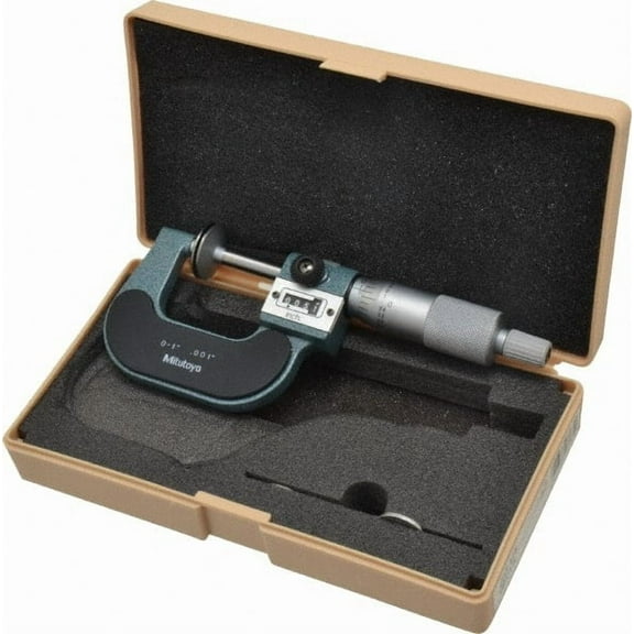 Mitutoyo 0 to 1 Inch, 0.001 Inch Graduation, Ratchet Stop Thimble, Mechanical Disc Micrometer